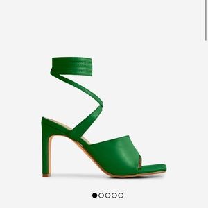 Ego green lace up block heels